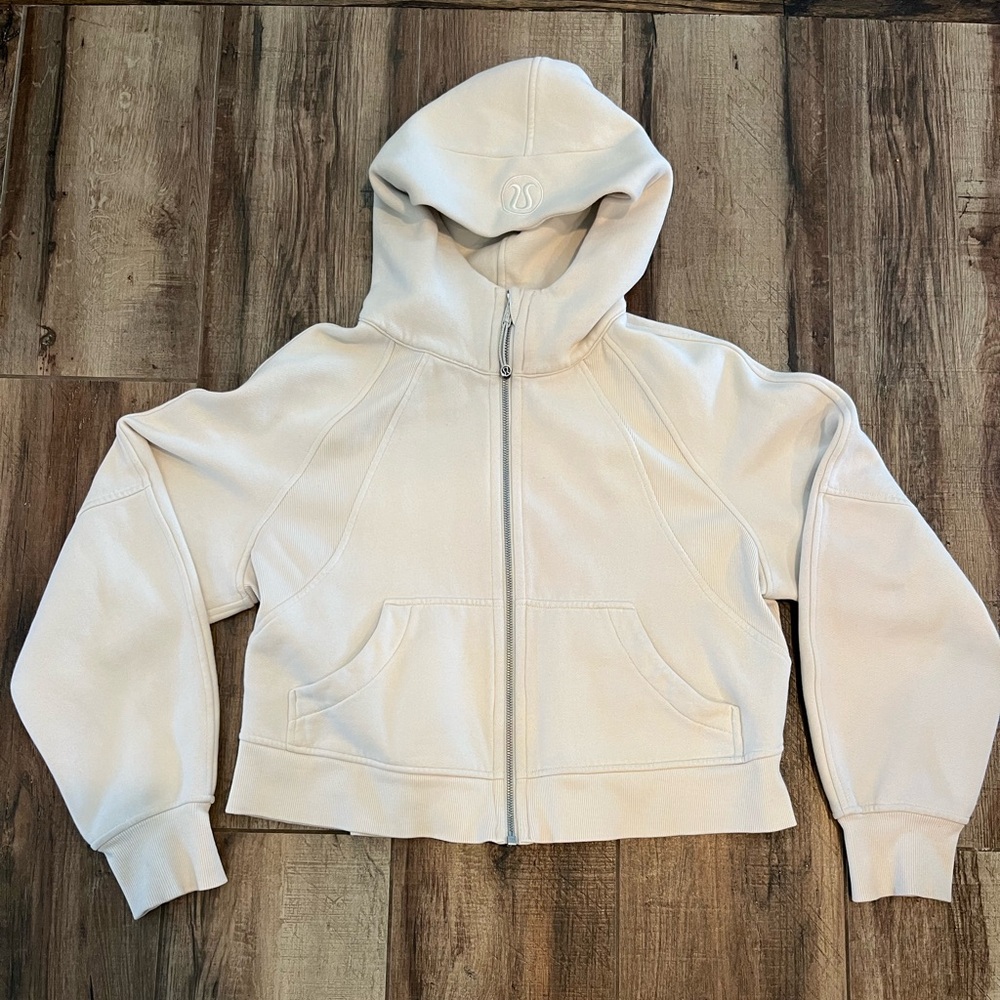lululemon athletica Scuba Full Zip Cream Oversized Loose Fit Cropped Hoodie